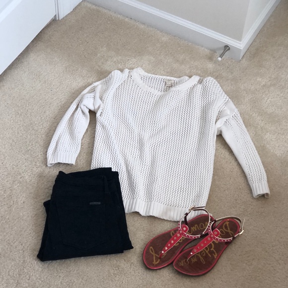 J. Crew White Crochet Sweater in Large - Picture 3 of 4